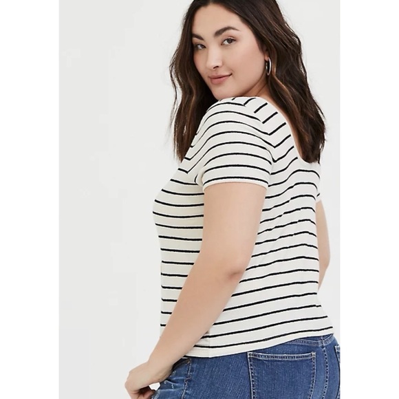 Torrid STRIPE RIB BUTTON MIDI TEE - Picture 3 of 7